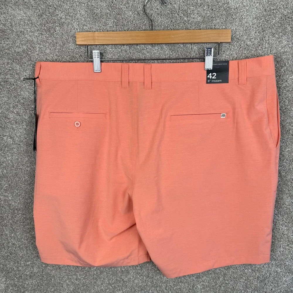 Travis Mathew‎ Mens 42 Tech Chino Shorts 8 Inseam Coral Orange 1MA590 NEW